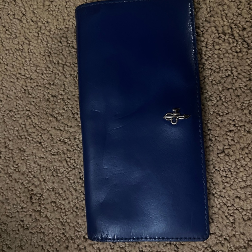 Cole Haan Blue Leather Long Wallet with Silver Logo